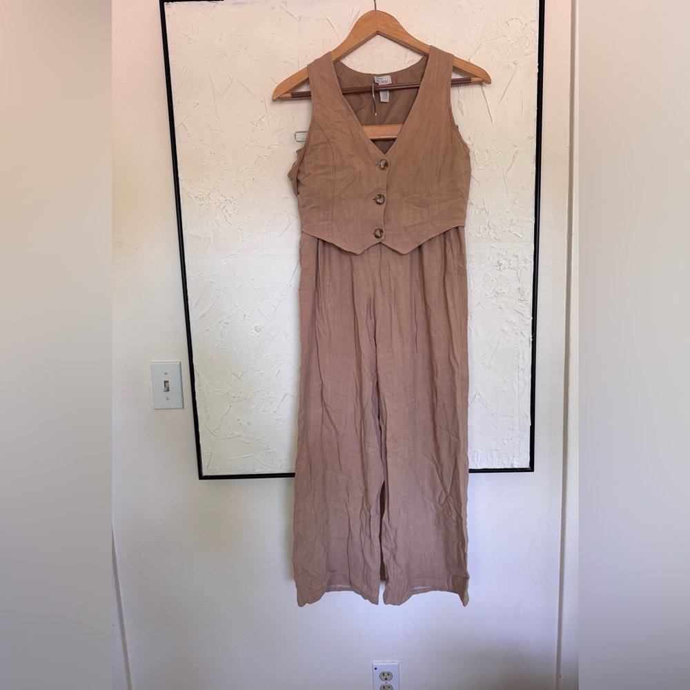 Linen Blend Wide Leg Pants and Vest Top Set Size sm